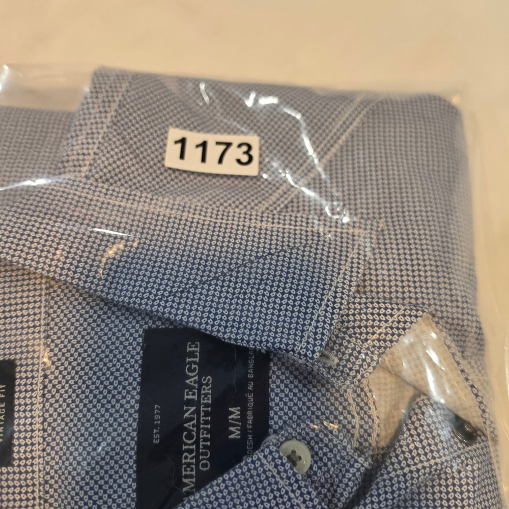 American Eagle Button Down Men Medium Blue Excellent Western Pearl Snap Shirt - Picture 10 of 10